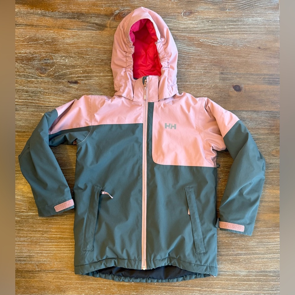 KIDS HELLY HANSEN PINK & GRAY INSULATED SKI/SNOW JACKET, SIZE 12
